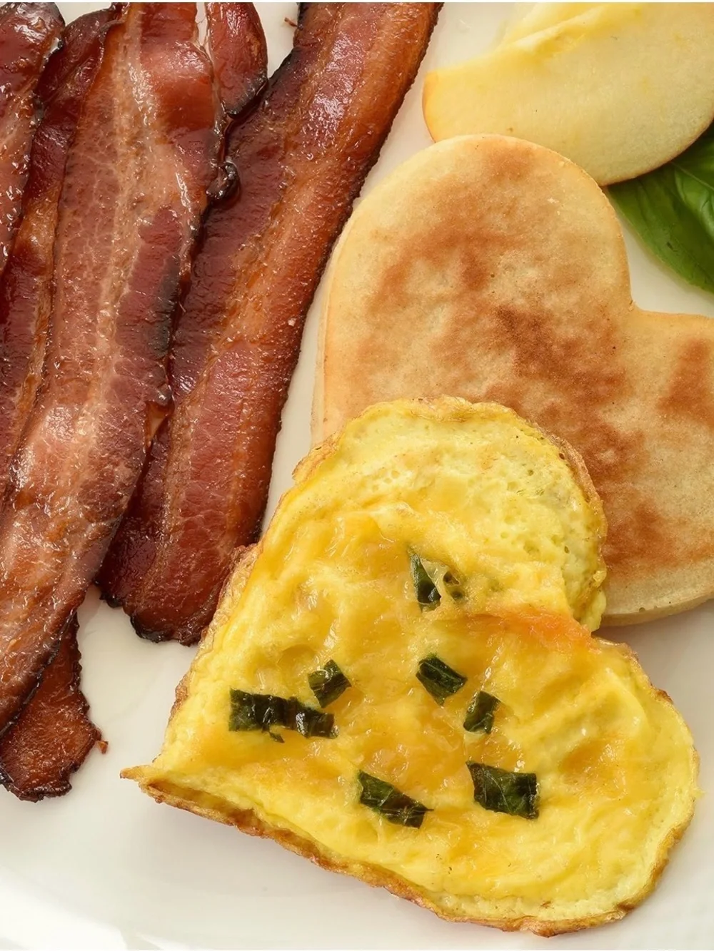 Heart Pancake/Egg Shaper Set with Natural Wood Handles
